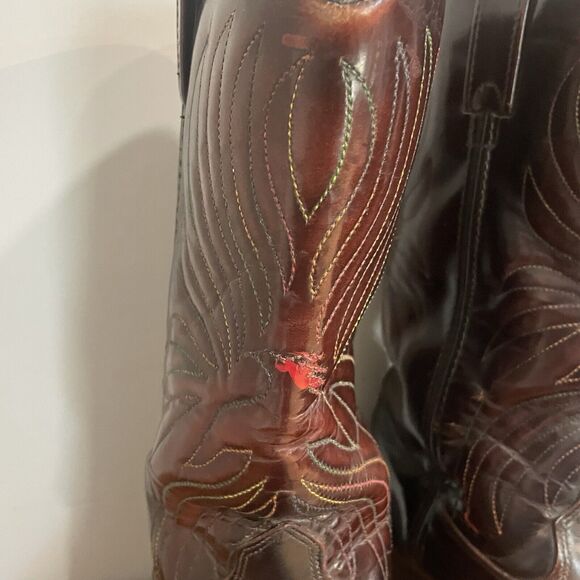 Iron Age Steel Toe Cowboy Boots Phoenix Rising Rainbow Stitch Brown Leather Sz 9 - Picture 5 of 16